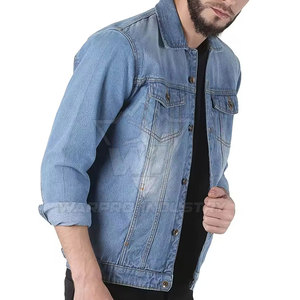 Modern Men Jeans Jacket Casual Streetwear Style Washed Jeans Fabric Comfortable Daily Wear Apparel Street Men Jeans Jacket - Product Image 3