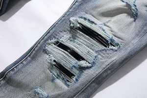 Custom Designer <b>Jeans</b> Men Slim Fit <b>Elastic</b> Embroidery Fashion Skinny <b>Jean</b> Style Men's Broken Hole Denim <b>Jeans</b> for Men - Product Image 4