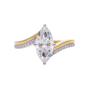 14K Solid Gold Marquise Cut Lab Grown Diamond <b>Ring</b> <b>Split</b> Shank Pave Band F VVS VS CVD Diamond Elegant Engagement <b>Ring</b> - Product Image 1