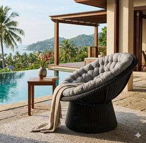 Contemporary Minimalist <b>Garden</b> Armchair Synthetic Rattan Outdoor Furniture for Luxury Hotel and Villa Project - Product Image 2