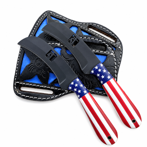 Ensemble de couteaux à lame fixe avec manche à motif drapeau américain, couteaux de survie en acier inoxydable à pointe tombante, 2 pièces - Product Image 1