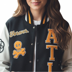 Custom Winter Casual Baseball Varsity <b>Jackets</b> <b>with</b> Stand Collar Front Logo Premium Wool <b>Fleece</b> <b>Lining</b> Comfortable Unisex Design - Product Image 4