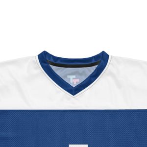 Maillot de football bleu et blanc coupe ample en maille respirante à manches courtes – Tenue de sport pour le jour du match - Product Image 3