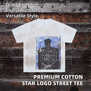 High Quality 100% Cotton Men's <b>Star</b> Logo Tag Letter Pattern Eco-Friendly Quick Dry High Street Style T-Shirt - Product Image 4