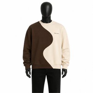 Sweat-shirt surdimensionné avec logo personnalisé, streetwear pour homme, sweat-shirt en molleton bicolore, col rond en coton épais, sweat-shirts unisexes - Product Image 1