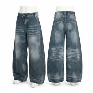 Pantalones vaqueros anchos de mezclilla para hombre al por mayor, corte holgado, tiro medio, rectos, lavado intenso - Product Image 1