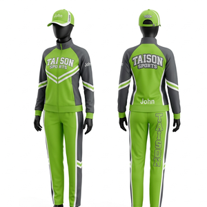 Survêtement de cheerleading en polyester interlock premium 280 GSM, vert et gris avec panneaux latéraux, sublimation personnalisée - Product Image 1