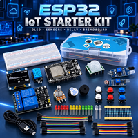 Kit de démarrage WiFi ESP32 ESP-32S avec OLED, DHT11, PIR, relais, breadboard, modules de capteurs, kit d'apprentissage IoT, carte de développement IoT