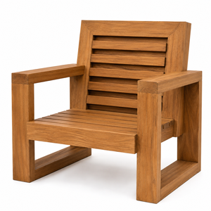 Luxury Solid Teak <b>Dining</b> Chair Layered Horizontal Backrest | Premium Waterproof Eco-Friendly Outdoor <b>Dining</b> <b>Armchair</b> for Park - Product Image 2