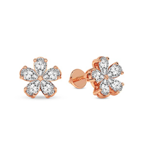 Hermosos pendientes de oro macizo de 10k/12k/14k/18k con diseño de flor de margarita y diamantes de laboratorio de calidad VS1 VVS1 para mujer. - Product Image 5