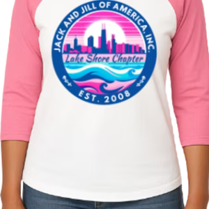 Women's White and Pink Baseball Shirt Casual Three Quarter Sleeve <b>Raglan</b> Tee Everyday Comfortable Lifestyle Clothing <b>Top</b> - Product Image 5