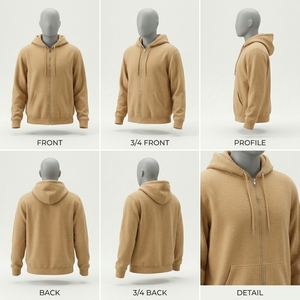 Sweat-shirt à capuche zippé intégral en molleton premium pour homme, en mélange de coton épais, style streetwear décontracté avec poche kangourou - Product Image 5