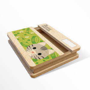 Soporte Amplificador de Teléfono de Madera con Diseño de Gato Personalizado Kami Zoo, Soporte Portátil para Celular con Difusor de Aceites Esenciales 110x90mm - Product Image 2