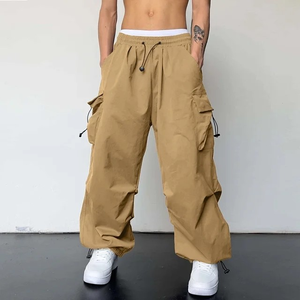 Pantalon Cargo Homme Décontracté Couleur Unie avec Cordon de Serrage à la Cheville et Poches Tissées, Style Urbain, Pantalon de Jogging Homme Oversize - Product Image 2