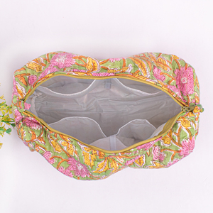 Sac de maquillage matelassé en coton écologique de qualité supérieure, pour femmes, voyage, portable, lavable, avec fermeture éclair, grand format - Product Image 5
