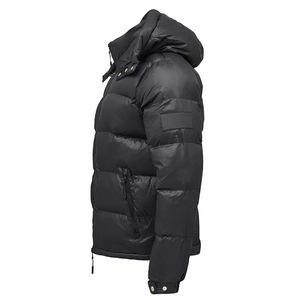 Veste matelassée noire pour homme, personnalisée par le fabricant, épaisse, chaude pour l'hiver, avec capuche, entièrement zippée, imperméable - Product Image 3