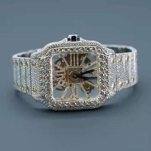 Reloj de Lujo para Hombre con Diamantes de Moissanita de Alta Gama, Plata de Ley, Completamente Cubierto de Diamantes, Estilo Bling - Product Image 1