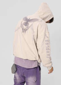 Sweat-shirt à capuche oversize classique en mélange de coton confortable, parfait pour les tenues décontractées, streetwear ou de voyage. - Product Image 2