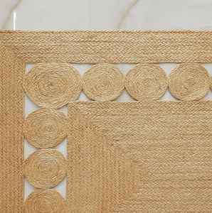 พรมปูพื้นสไตล์โบโฮทำมือจากปอกระเจา ขอบหยักถักแบบธรรมชาติ - Product Image 4