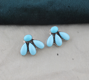 Boucles d'oreilles pendantes Shree Jaipur en argent sterling 925 avec turquoise, forme goutte d'eau, sertissage clos, faites à la main, pour mariage - Product Image 1