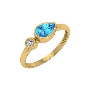 0.50ทองคำ14K คุณภาพสูงอัญมณีสวิสสีฟ้าและเพชรธรรมชาติหรูหราสำหรับงานแต่งงานและแหวนหมั้นขายส่ง - Product Image 1