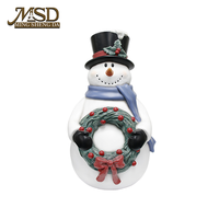 Bonhomme de neige de Noël en plastique soufflé, adorable bonhomme de neige avec couronne et écharpe, décoration de fêtes, modèle chinois YM8014679, vente en gros B2B