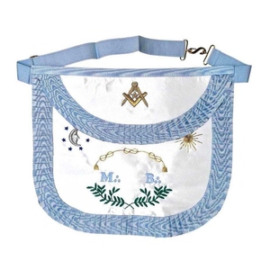 Tablier de Maître Maçon à Bord Rond, Badge Rite Français, Broderie à la Main Professionnelle, Dentelle, Épingle de Sûreté, Régalia Maçonnique Cérémoniel de Qualité Supérieure - Product Image 6