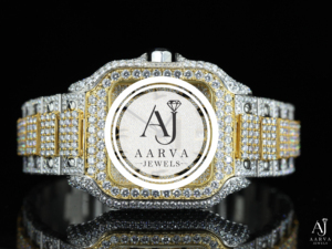 AARVA JEWELS นาฬิกาเพชรทรงสี่เหลี่ยมหรูหรา สแตนเลสสตีล อะนาล็อก ควอตซ์ สำหรับทุกเพศ 38 มม. คริสตัลแซฟไฟร์ ตัวล็อคแบบผีเสื้อ - Product Image 5