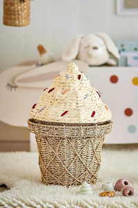 Panier créatif fait main pour enfants, en forme de cornet de glace, panier de rangement décoratif unique, design ludique, écologique, tissé naturellement - Product Image 5