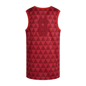 Custom <b>Red</b> Basketball Jersey Sleeveless <b>Mesh</b> Front Logo Anti-Bacterial Breathable Quick Dry Athletic Tank <b>Top</b> Men - Product Image 2