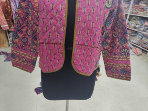 Manteau court pour femme à imprimé floral, col en V, devant ouvert, style bohème, vêtement d'extérieur décontracté, manches trois quarts, tissu polyester, CADEAU - Product Image 5