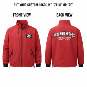 Premium 210 GSM Polyester Taslan <b>Men</b> <b>Windbreaker</b> Jacket Red <b>Black</b> Contrast Trim Custom Embroidery Print Woven Logo OEM ODM - Product Image 1