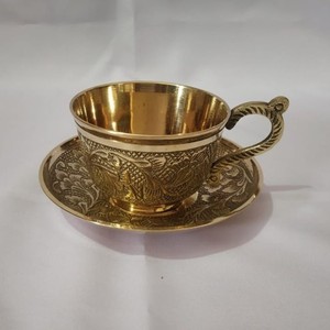 Luxury Handmade Hammered Copper Tea <b>Mug</b> and Saucer <b>Set</b> Golden Coffee Cup for Premium Kitchen Cafe Serving - Product Image 3