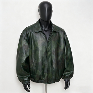 ARTIZ INTERNATIONAL Men's Pure <b>Leather</b> Eco-Friendly Windproof V-Neck Streetwear Rider <b>Jacket</b> - Product Image 4