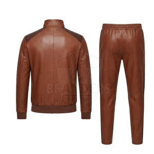 Ensemble deux pièces en cuir 2026 avec veste zippée intégrale et pantalon assorti pour homme – Style streetwear quotidien - Product Image 2