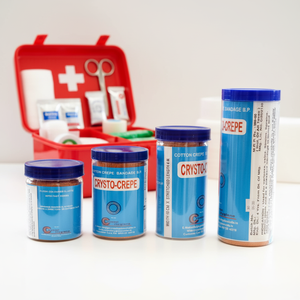 Venda elástica de algodón Crystal Hygiene de calidad hospitalaria con infrarrojos lejanos, certificación CE, en contenedor con clips (8 cm x 4 metros estirada) - Product Image 1