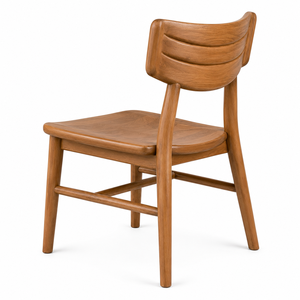 Chaise de salle à manger scandinave en teck massif, imperméable et stable, avec dossier extra large incurvé et rainuré, et assise sculptée, pour hôtel et parc - Product Image 3