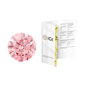 Diamant rond fantaisie rose vif de 1,00 ct, clarté VS1, certifié IGI, coupe excellente, pour bague de fiançailles, fabrication de bijoux - Product Image 1