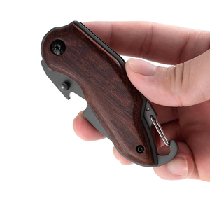 Navaja de bolsillo plegable con mango de madera, hoja de acero inoxidable con punta de caída, perilla de pulgar, calidad DIY, grosor de 0.5mm, punta afilada, garantía de 3 años - Product Image 6