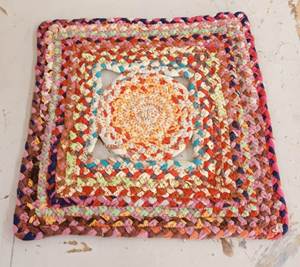 Eco-friendly handwoven round natural braided jute and cotton braided <b>placemat</b> for stylish rustic dining décor and table mats - Product Image 2