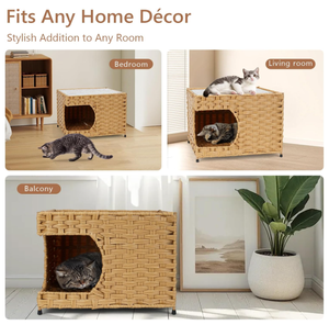 Cama para Gatos Artex HaiNam de Fibra Tejida, Rectangular, Color Sólido, Duradera, para Interiores, Todas las Estaciones, Estilo Clásico - Product Image 3