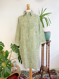 Robe chemise décontractée en pur coton avec manches débardeurs floraux bloc de terre imprimé bouton décoration confortable vêtements de jour tenue de plage été - Product Image 6