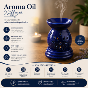 Ceramic <b>Electric</b> <b>Oil</b> <b>Diffuser</b> Burner | Handcrafted Aroma Lamp Warmer for Essential <b>Oils</b> Home Fragrance Spa Decor Premium Gift - Product Image 5