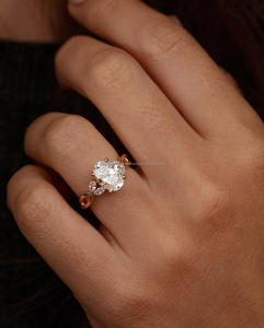 IGI Lab Grown Vintage 14K oro amarillo Unisex boda/anillo de compromiso diamante ovalado perfecto aniversario fiesta regalo chapado en oro - Product Image 1