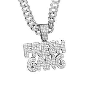 Collier pendentif lettre glacée avec chaîne cubaine et breloque alphabet en strass, bijou hip-hop, cadeau - Product Image 1