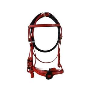 Bridon de cheval en cuir rouge de haute qualité, durable, avec nezier rembourré, réglable, style anglais, pour l'entraînement et la compétition. - Product Image 1