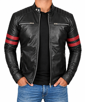 Blouson Moto Homme 2026 en Cuir de Vachette Noir Respirant Coupe Slim Col Montant Fermeture Éclair Style Motard Hiver