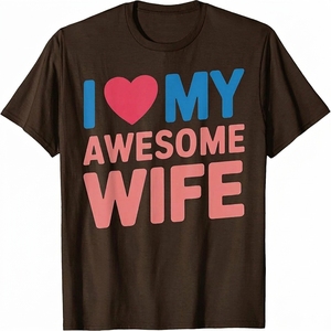 Camiseta azul de manga corta con cuello redondo para hombre, estilo casual, de corte regular, con estampado de algodón, de la marca I Love My Awesome Wife - Product Image 5