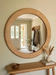 <b>Round</b> Wooden Wall <b>Mirror</b> Modern Handmade Bone Inlay Design 2.5cm Thick for Living Room From REHMAN CRAFT - Product Image 1