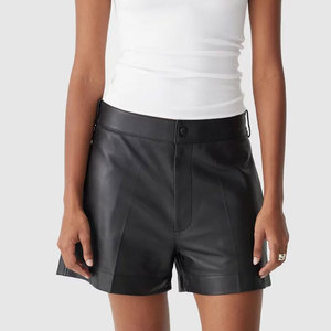 Shorts de cuero para mujer, estilo casual, con bolsillos, para verano, fitness y combate, 100% cuero. - Product Image 1